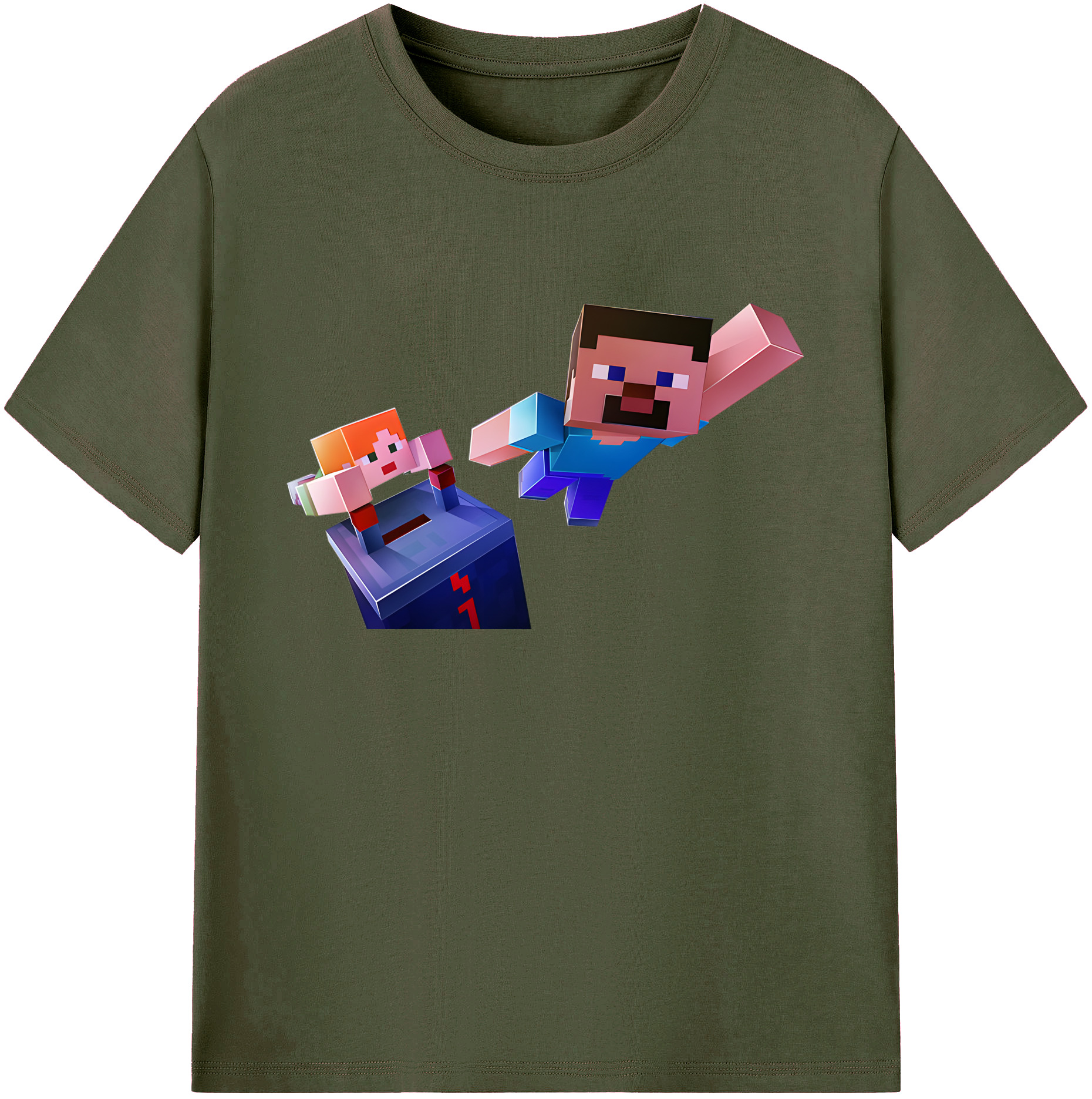 （画像用） マインクラフト ブロックの世界 Minecraft MC Block world 綿100％ メンズ半袖Tシャツ｜肌触りやわらか＆通気性